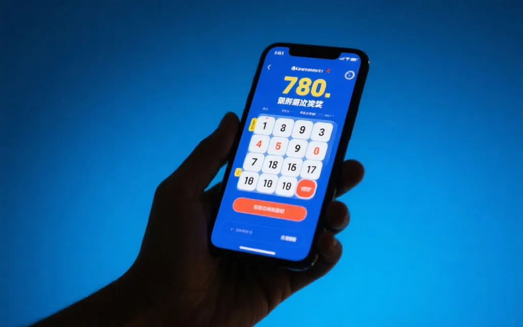 智能手机上显示着实时开奖号码界面